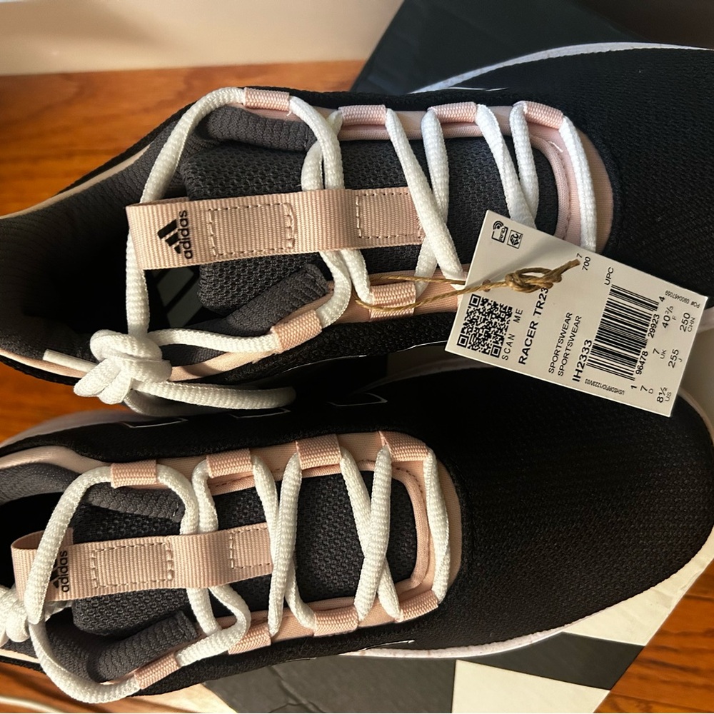 adidas Black and Blush Pink Lace-Up Running Sneakers